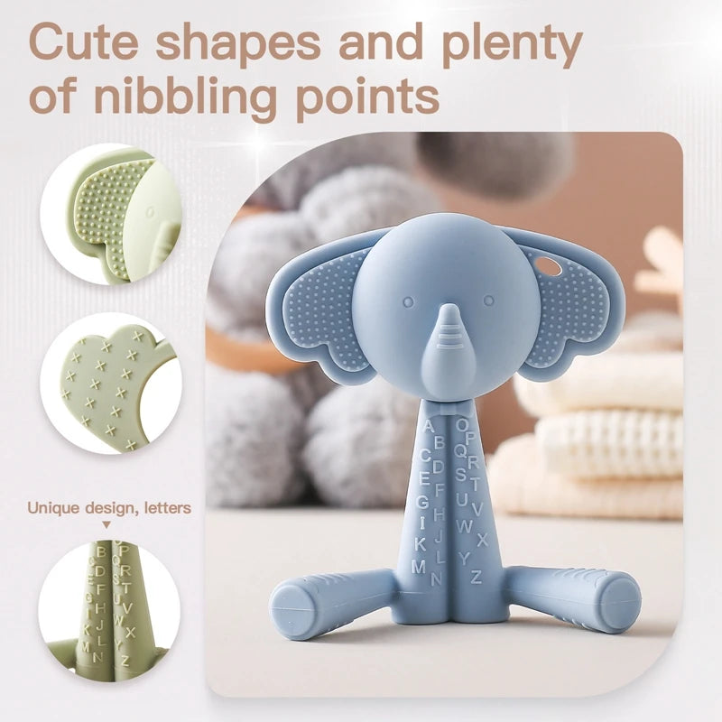 Silicone Elephant Teether Rattle for Babies 0-12 Months