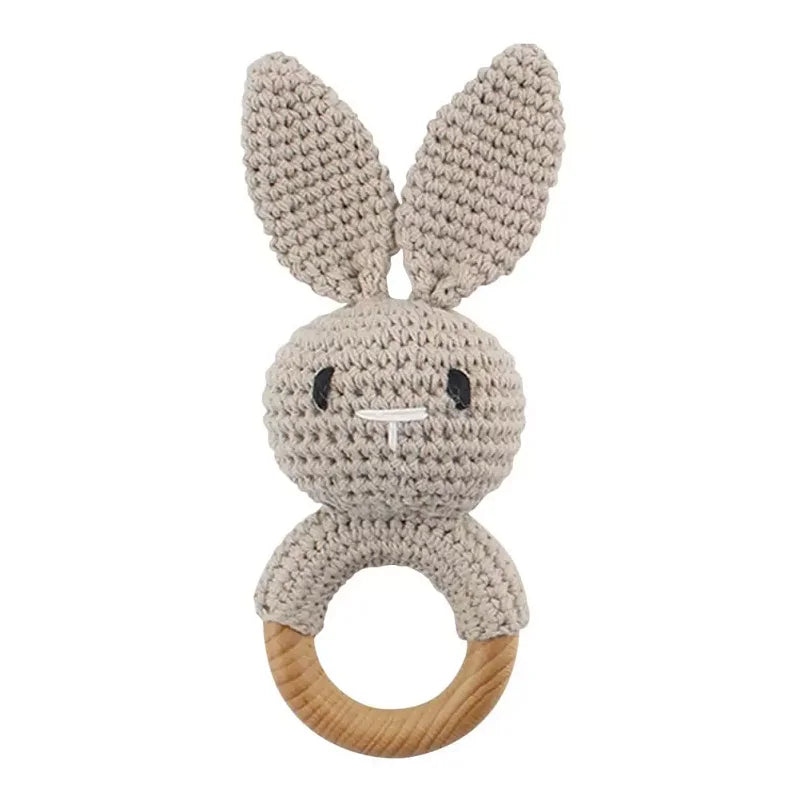 Baby Crochet Teether Bunny & Wooden Rattle Toy