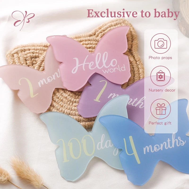 Acrylic Butterfly Baby Milestone Props for 1-12 Months