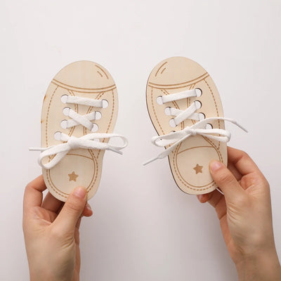 Wooden Lacing Shoe Toy for Learning to Tie Laces"