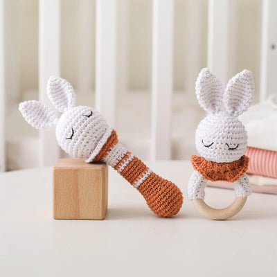 Baby Animal Crochet Rattle Teether with Music Bell