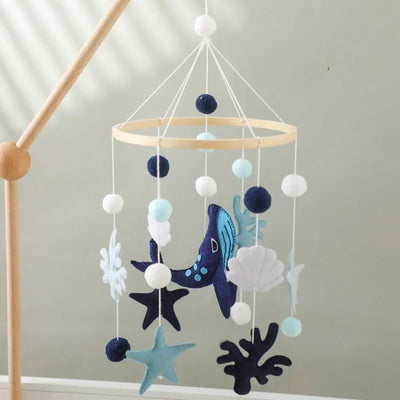 Baby Rattle Whale Mobile Ocean Felt Bell Hanging Toy for Infants