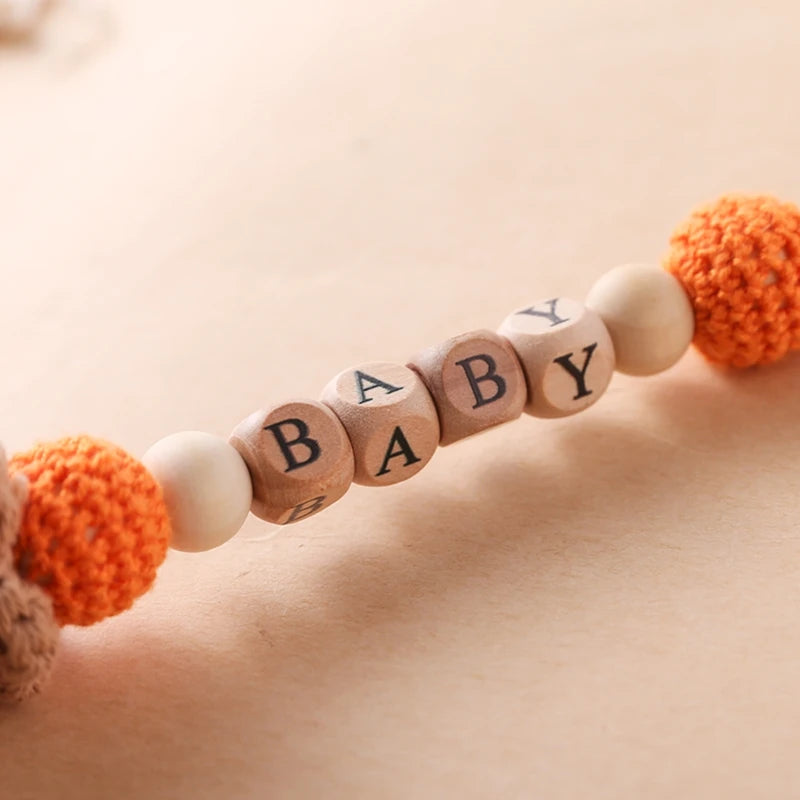 Personalized Baby Pacifier Clip & Crochet Animal Teether Teething Toy Accessory