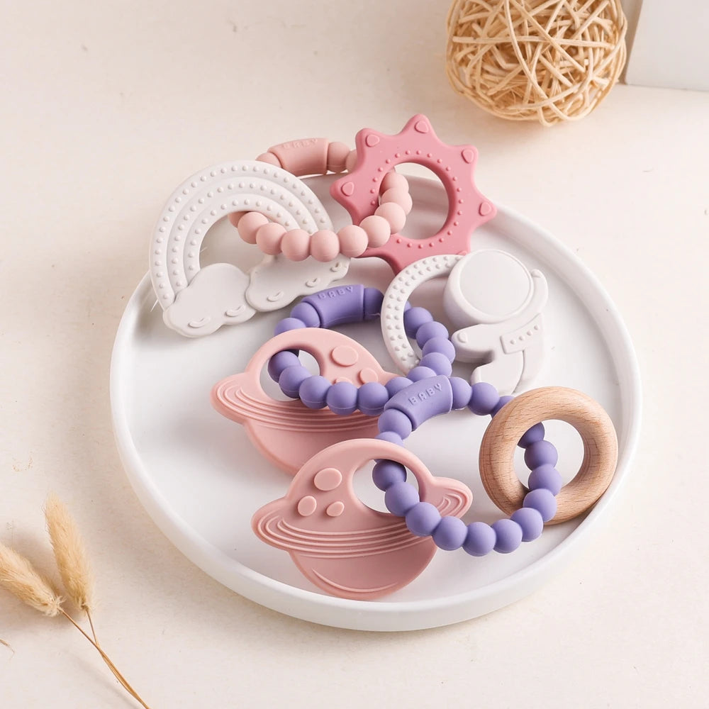 Baby Teether BPA-Free Silicone Ring & Comfort Toy for 0-12 Months