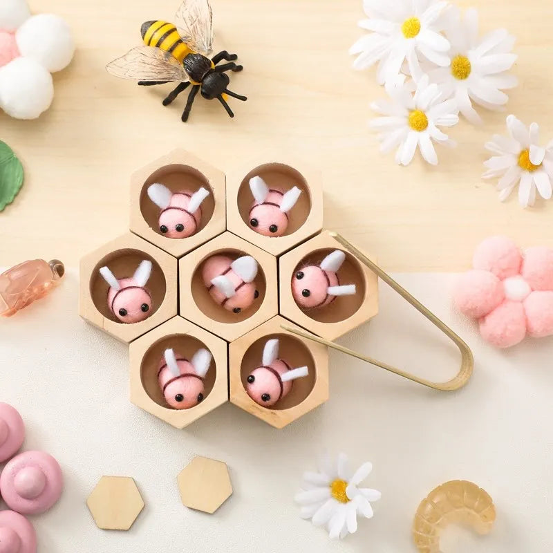 Sensory Bee Toys Montessori Wooden Fine Motor Skill Toy for Infants