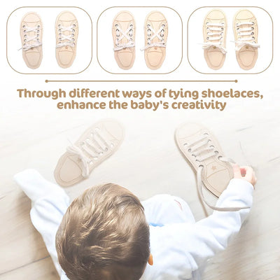 Wooden Lacing Shoe Toy for Learning to Tie Laces"