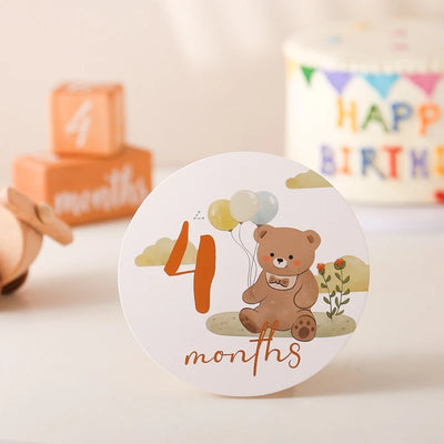 Newborn Milestone Cards Cartoon Bear Photography Props (0-12 Months)