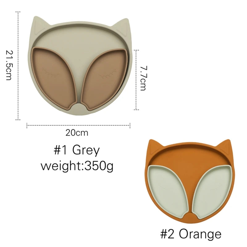 Baby Safe Silicone Fox Dining Plate Suction Bowl for Kids