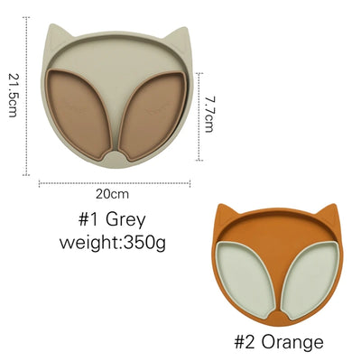 Baby Safe Silicone Fox Dining Plate Suction Bowl for Kids