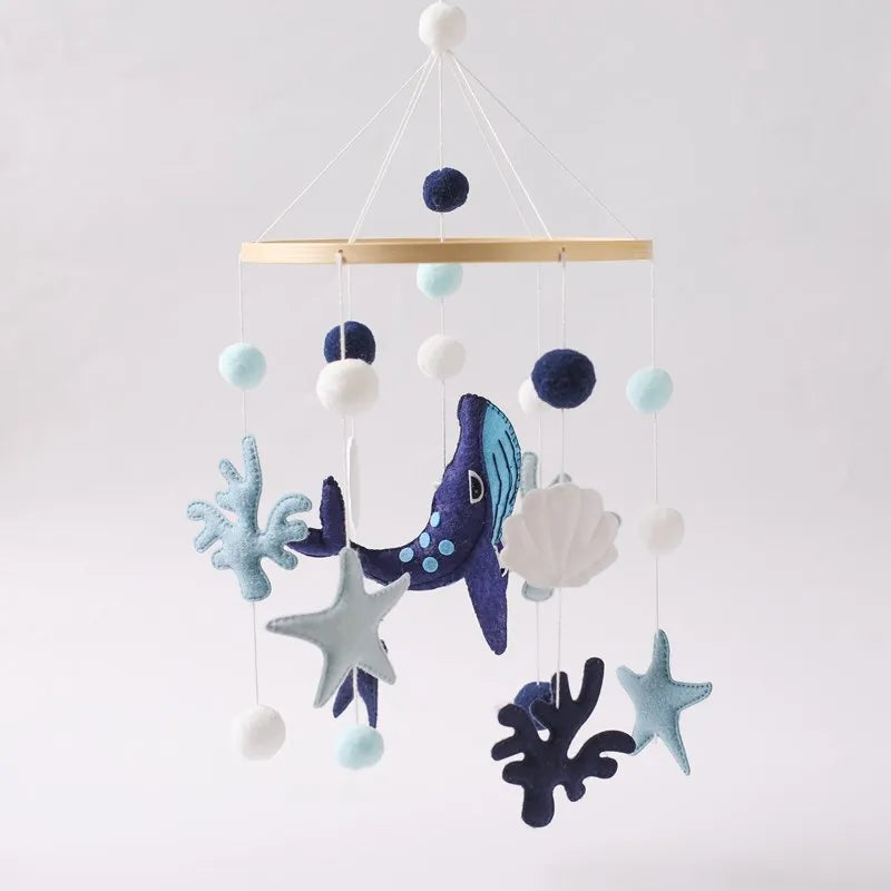 Baby Rattle Whale Mobile Ocean Felt Bell Hanging Toy for Infants