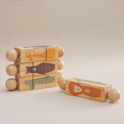 Baby Wooden Rotating Rattle Animal Matching Montessori Toy